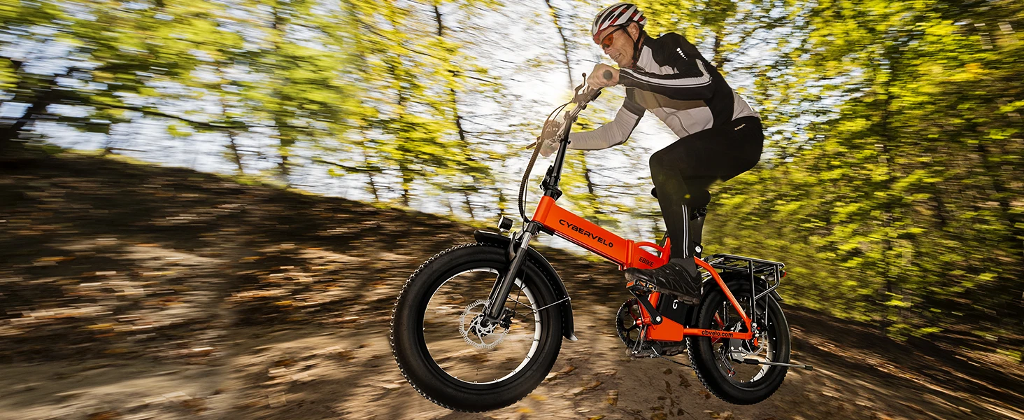Cybervelo 1000W Peak High-speed Brushless Folding 20 Inch Fat Tire Electric Bike for Adults 48V 20.8Ah/50Ah Removable Battery 80 Miles Range Commuter E-Bicycle EK4
