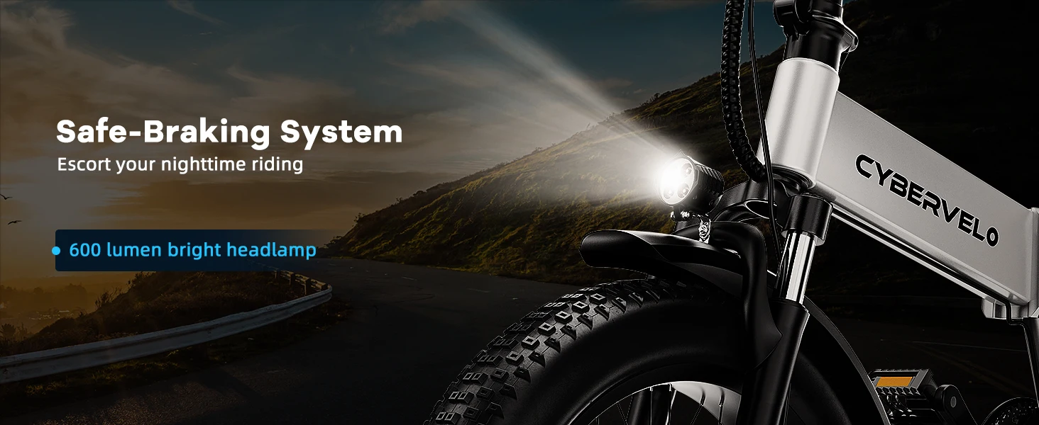 Cybervelo 1000W Peak High-speed Brushless Folding 20 Inch Fat Tire Electric Bike for Adults 48V 20.8Ah/50Ah Removable Battery 80 Miles Range Commuter E-Bicycle EK4