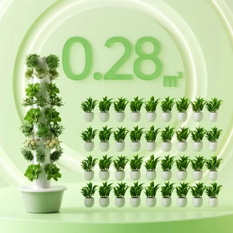 Vertical Hydroponic Grow Tower Aeroponic Tower for Fruits and Vegetables 9 Layer 36 Pots Planter with Water Tank and Pump