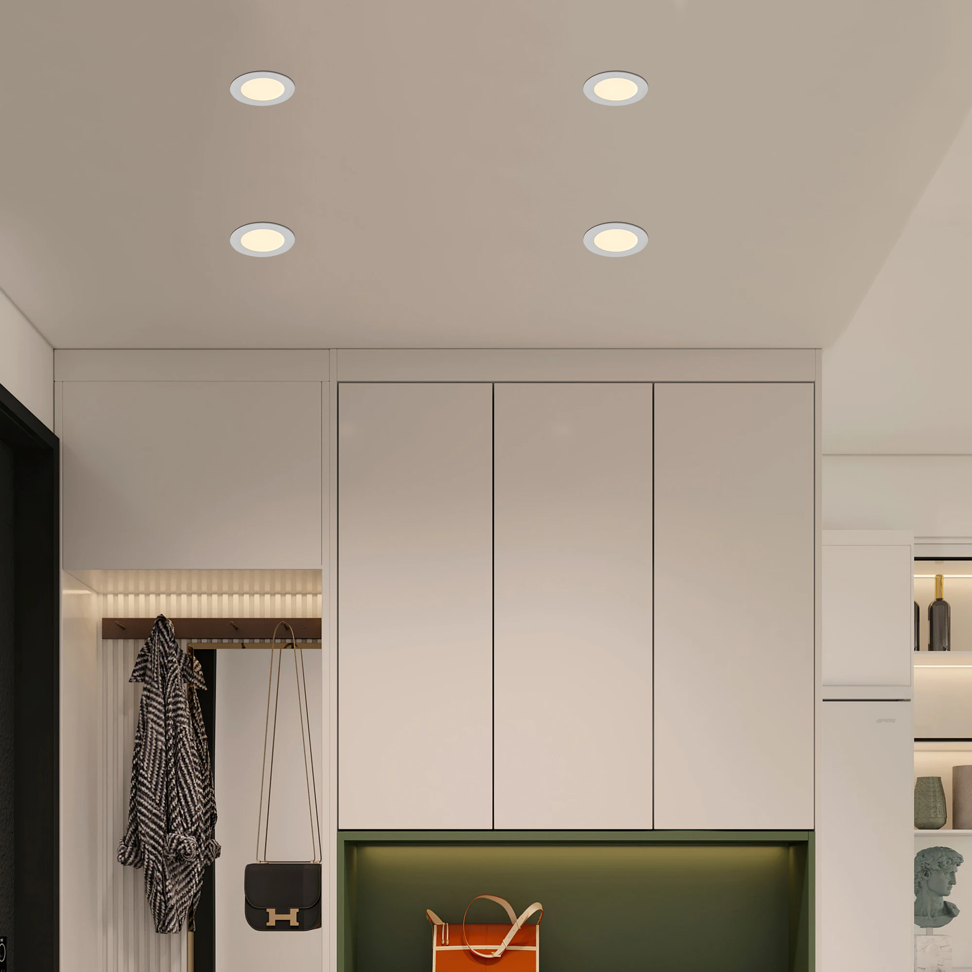 12-Piece Set of Shell-Less Led Ceiling Lights, Dimmable Recessed Downlights with Junction Box, 3000K-5000K Adjustable Color Temperature White Light