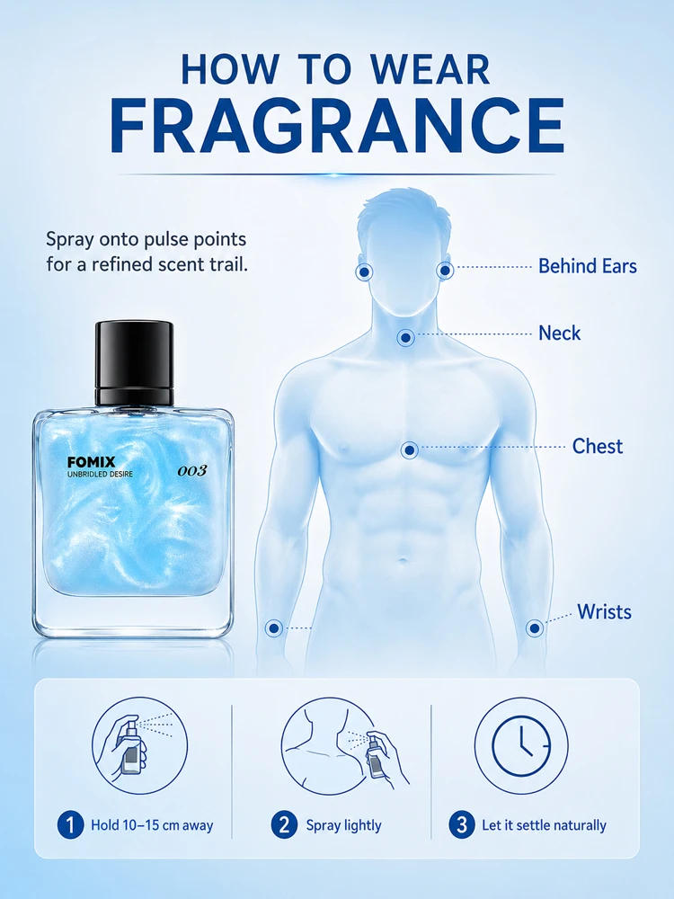 FOMIX 003 Blue Men’s Perfume Marine Citrus Cologne Long Lasting Fresh Ocean Aquatic Woody Scent Eau De Toilette Spray Grapefruit Lemon Cedar Ambergris Notes Daily Office Date Travel Party Portable Men’s Fragrance Gift for Him