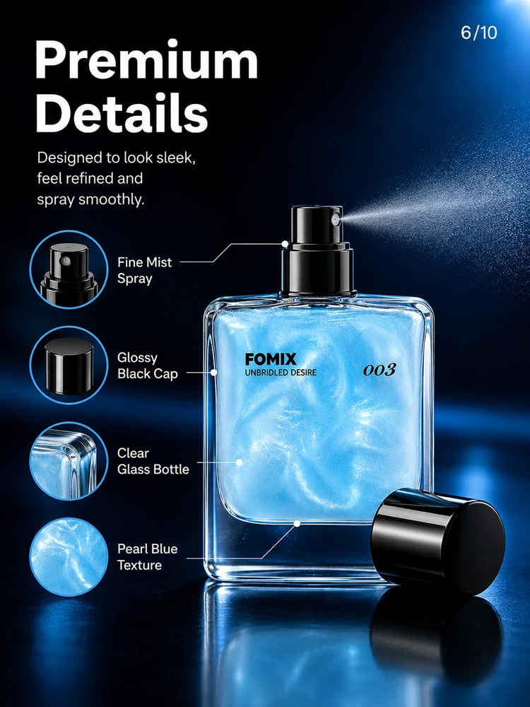 FOMIX 003 Blue Men’s Perfume Marine Citrus Cologne Long Lasting Fresh Ocean Aquatic Woody Scent Eau De Toilette Spray Grapefruit Lemon Cedar Ambergris Notes Daily Office Date Travel Party Portable Men’s Fragrance Gift for Him