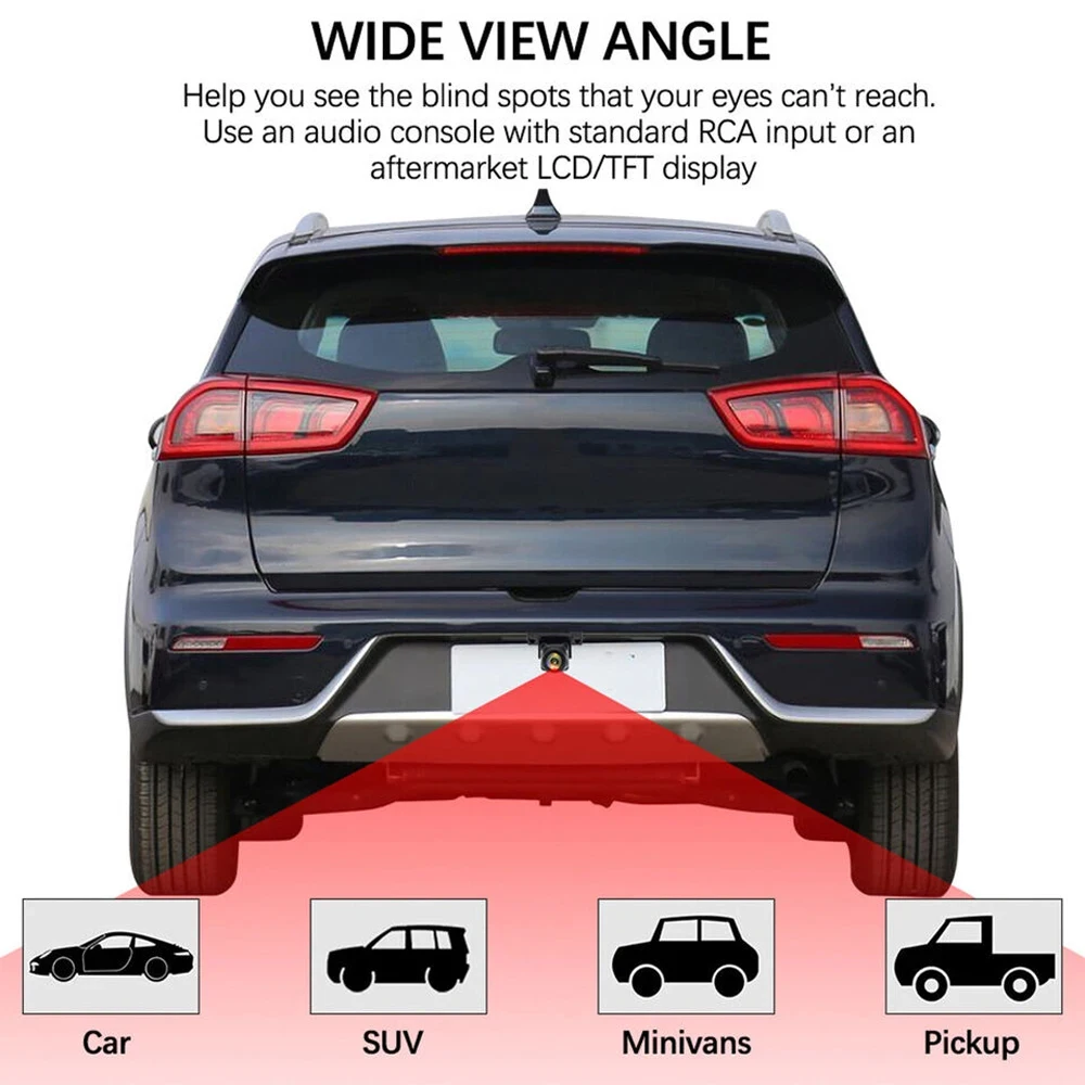 Car Backup Camera - Wide Angle Waterproof Rear View Camera for Vehicles 12-24V - Parking Reverse Assist for Truck, SUV, RV, Pickup - Universal Fit - RCA Video Cable