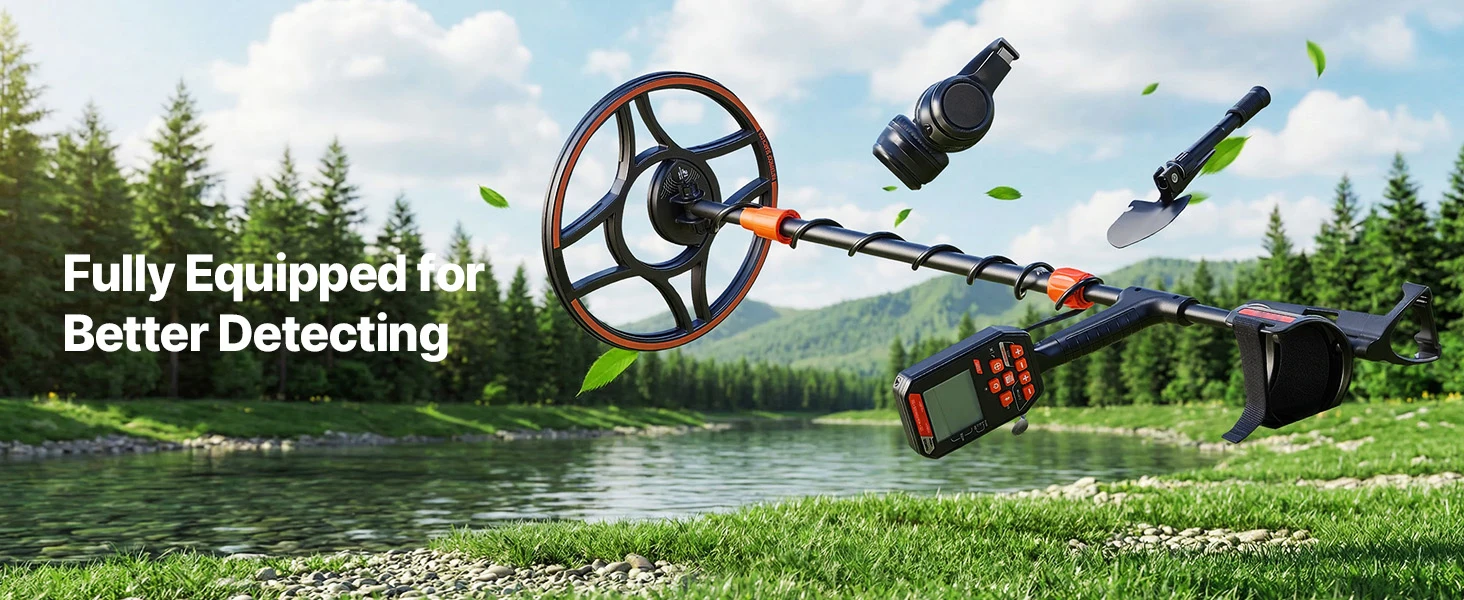 SucceBuy Waterproof Metal Detector 12" High Accuracy Gold Detector Adults Display Headphones 7 Modes Adjustable IP68 for Hunting