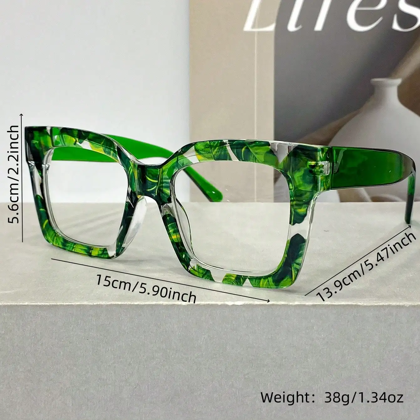 1 Pair of New Classic Bohemian Large-Frame Square Fashion Anti-Blue Glasses, Unisex, High-Quality Multi-Color Block Versatile Street Style Glasses for Women, Suitable for Daily Wear and as Decorative Glasses
