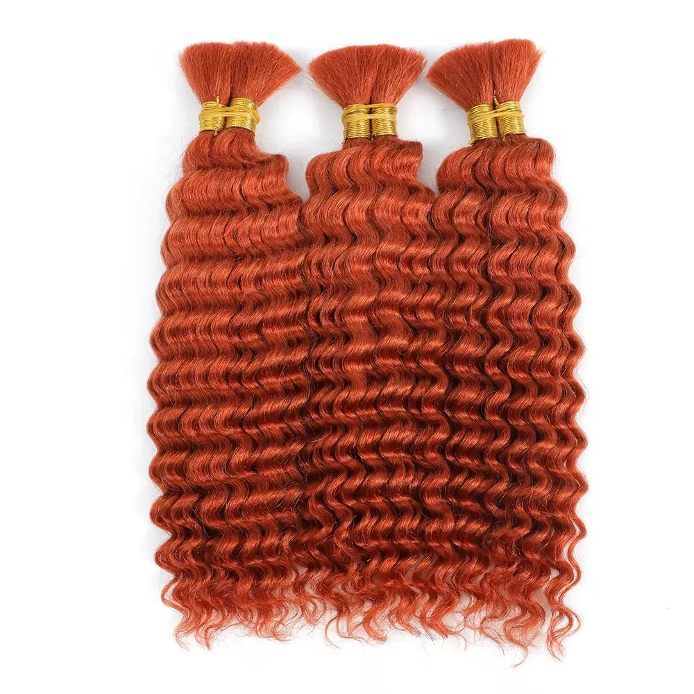 Deep Wave Bulk Human Hair for Braiding No Weft 100g (1 Pack-2 Bundles) Brazilian Virgin Human Hair Braiding Hair For BOHO Braids