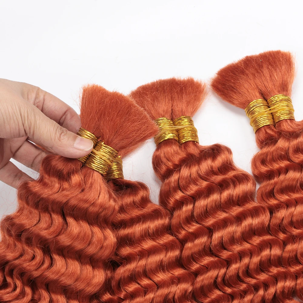 Deep Wave Bulk Human Hair for Braiding No Weft 100g (1 Pack-2 Bundles) Brazilian Virgin Human Hair Braiding Hair For BOHO Braids