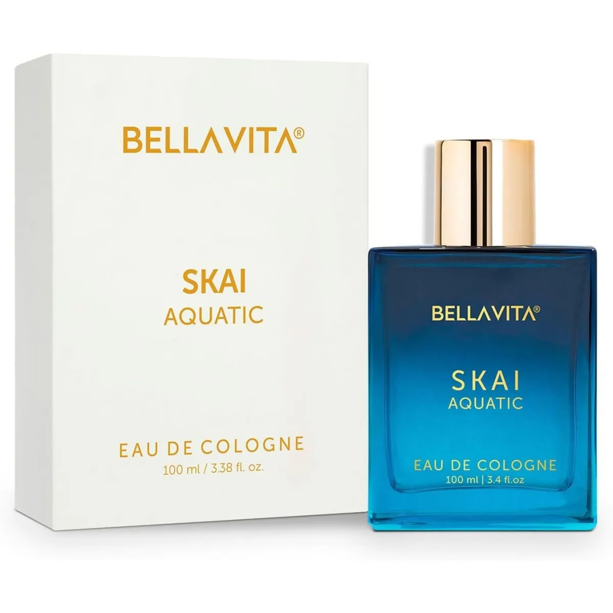 Bella Vita Skai Aquatic Eau de Cologne 100ml/3.38fl.oz | Citrus Marine Mint Lavender Cedarwood Fresh Aquatic Men Perfume