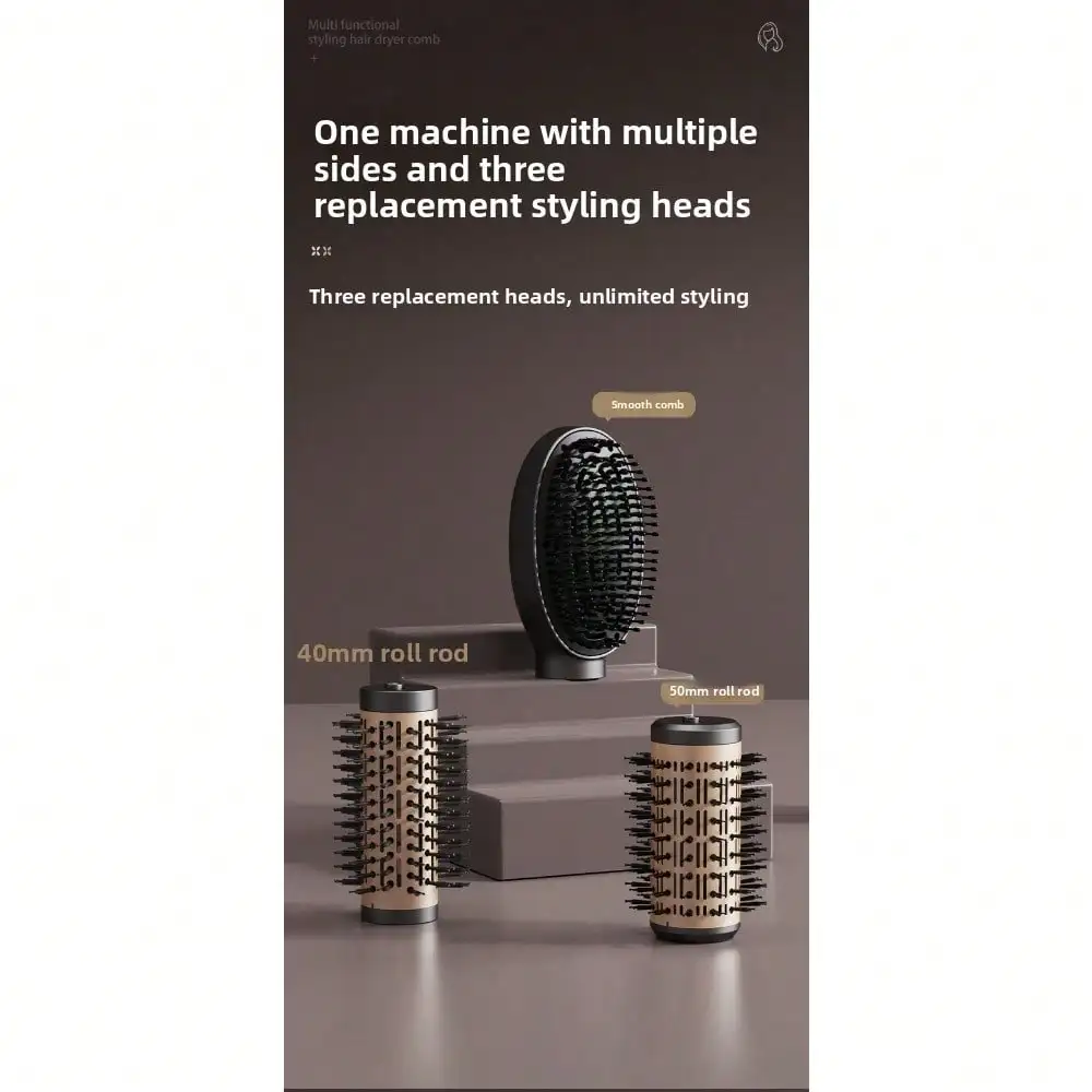 Multifunctional Hot Air Comb Curling Iron, Three-In-One Hair Changing Hairdressing Comb, Electric Hair Dryer Comb, Curling And Straightening Dual-Purpose