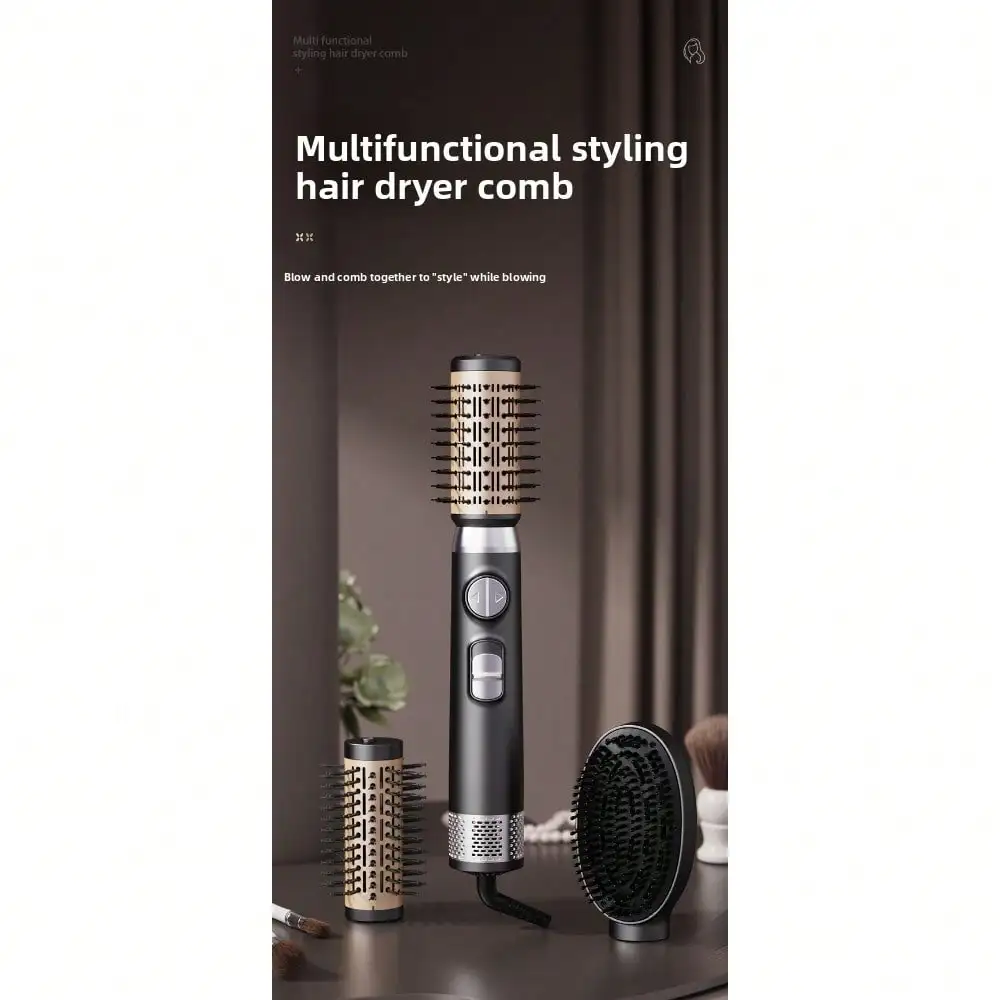 Multifunctional Hot Air Comb Curling Iron, Three-In-One Hair Changing Hairdressing Comb, Electric Hair Dryer Comb, Curling And Straightening Dual-Purpose