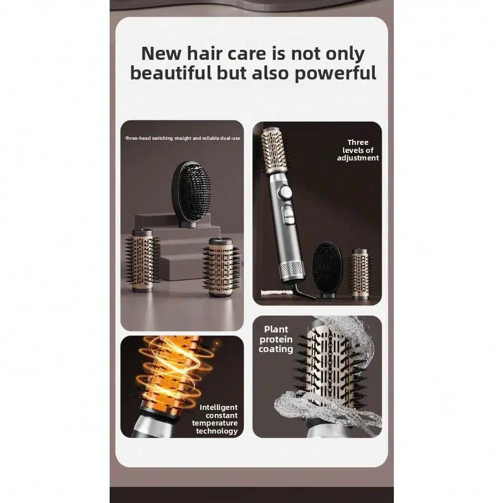 Multifunctional Hot Air Comb Curling Iron, Three-In-One Hair Changing Hairdressing Comb, Electric Hair Dryer Comb, Curling And Straightening Dual-Purpose