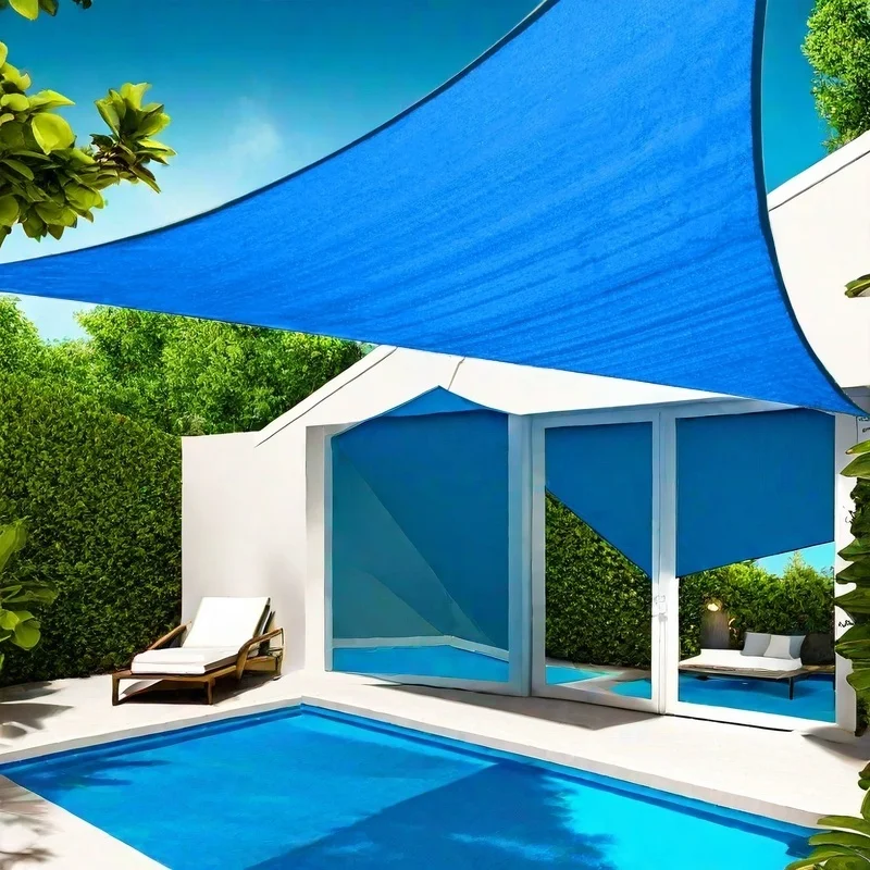 Triangle Sun Shade Sail - 10' X 10' X 10', Breathable Sunshades for Outdoor Patio, Garden, Deck, Yard, Tear & Fade, UV Block Awnings for Patio Shade with Ropes Resist Wear (Blue)