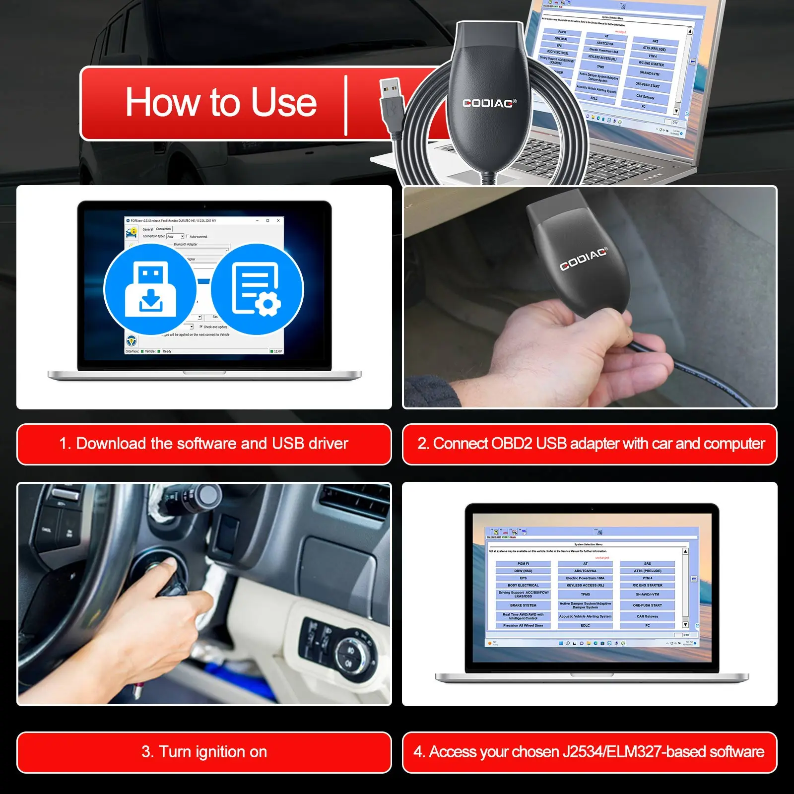 GODIAG GD101 GD 101 J2534 Compatible with J2534 Passthru & ELM327 Diagnose J1979 Compatible Vehicles Switch Mode Automatically