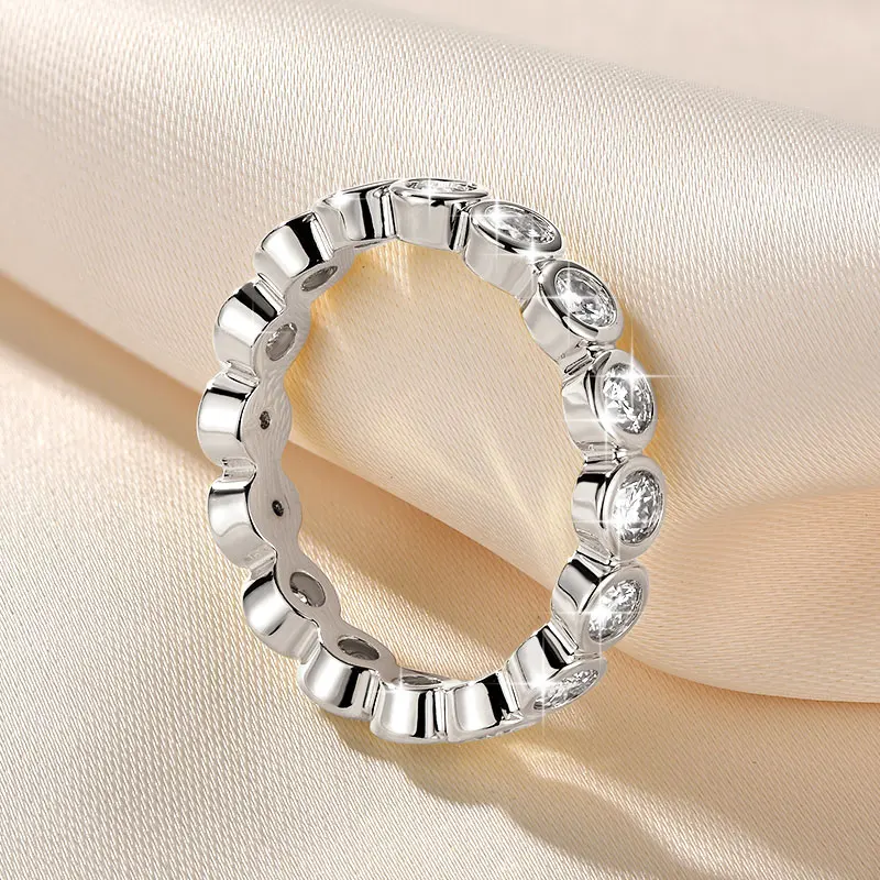 OXTAO 3.0mm D VVS1 Certified Moissanite Eternal Ring for Women 14K Gold Filled Stackable Jewelry Ring Wedding Anniversary Gift