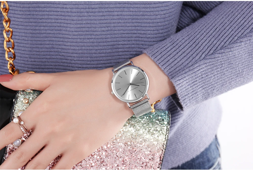 HANNAH MARTIN Leisure Top Brand Hot Selling Original Quartz Watch Women Simple Elegant Steel 36mm Japanese Movement Clock Banquet Matching & Work Watches Ladies Quartz Movement Original Ladies WatchLocal Watch Women Mesh with Clock