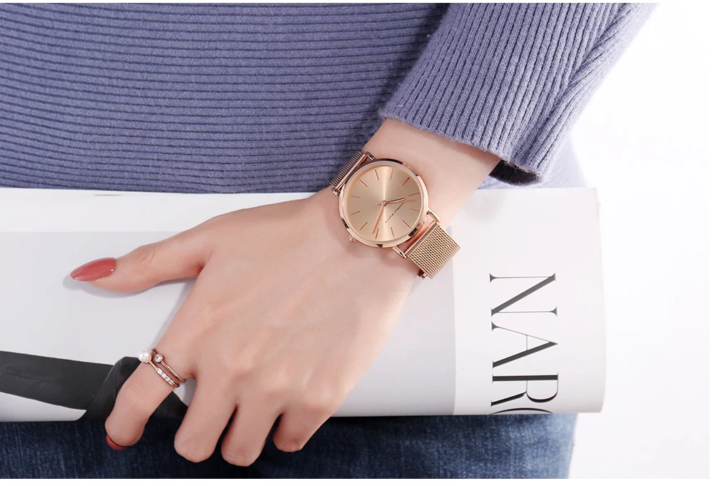 HANNAH MARTIN Leisure Top Brand Hot Selling Original Quartz Watch Women Simple Elegant Steel 36mm Japanese Movement Clock Banquet Matching & Work Watches Ladies Quartz Movement Original Ladies WatchLocal Watch Women Mesh with Clock