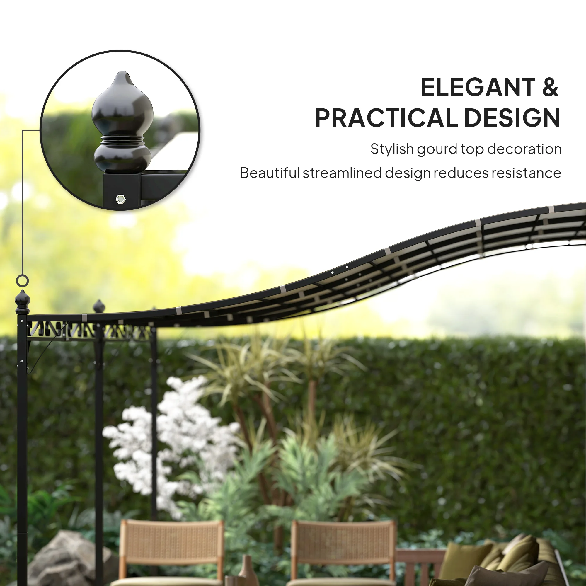 10' X 16' Outdoor Pergola Canopy, Metal Patio Canopy, Cream White