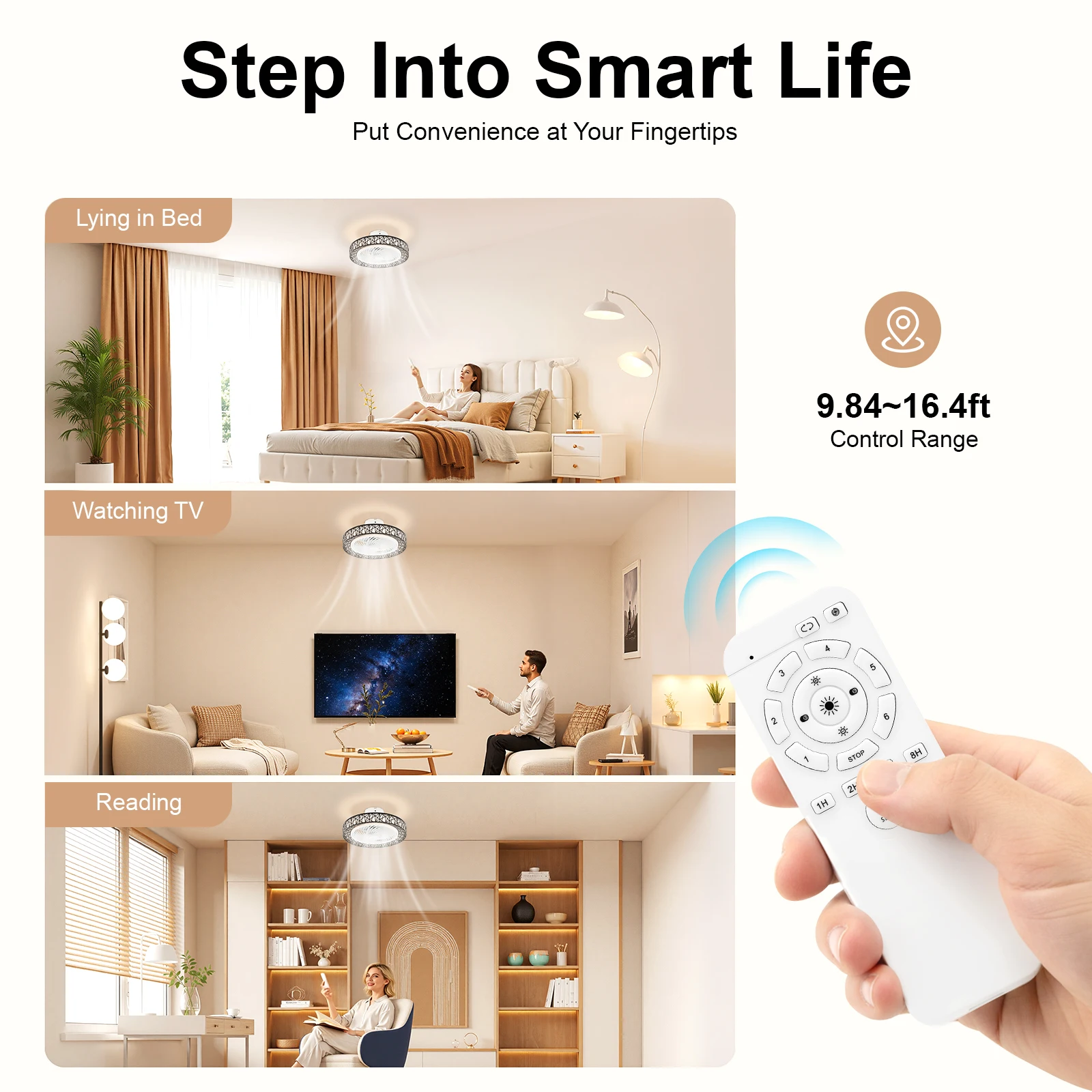 18.5 Inch Contemporary Ceiling Air Circulator with Integrated Illumination, Minimalist Dual-Use Lighted Fan Fixture, Wireless Remote Operated Ceiling Ventilation Lamp