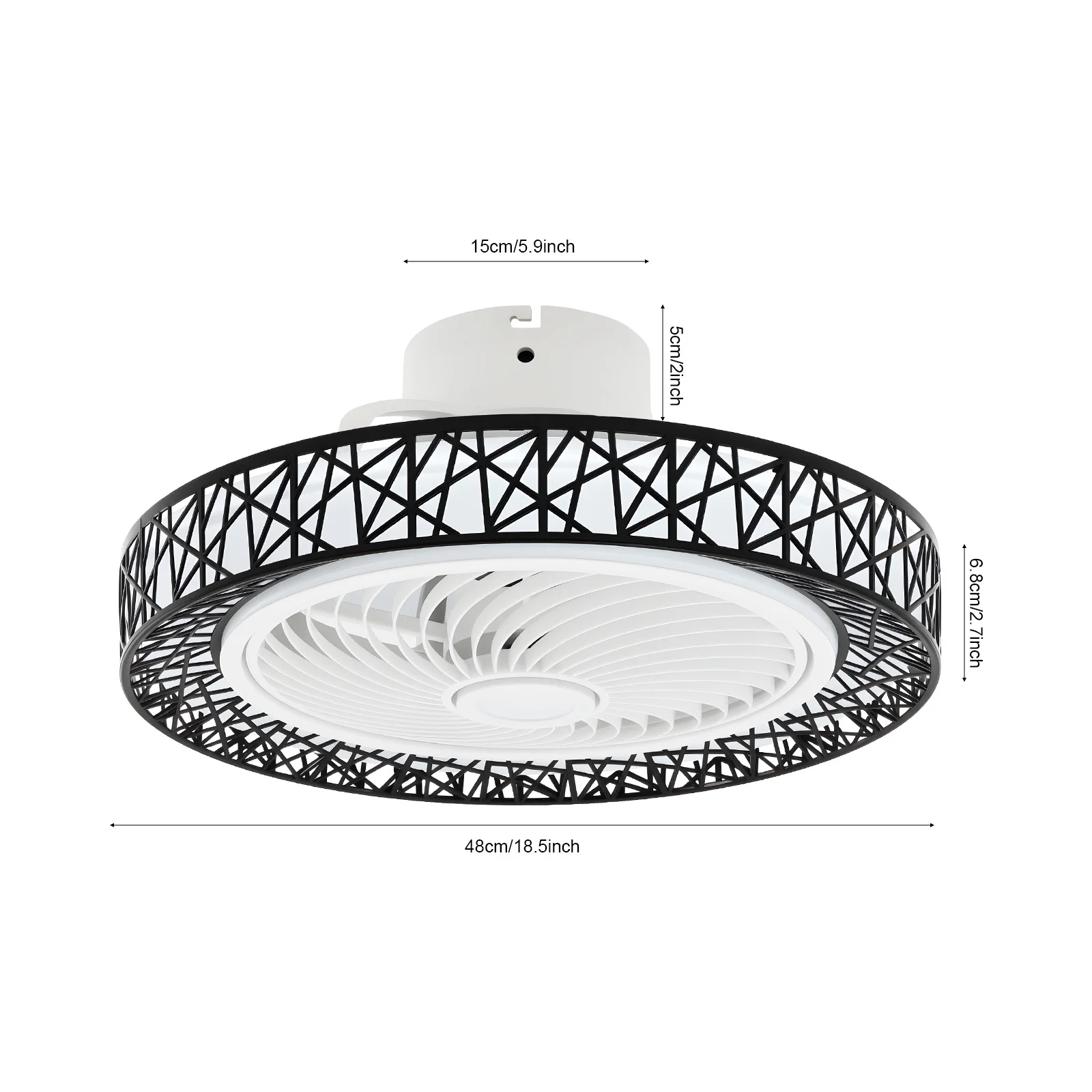 18.5 Inch Contemporary Ceiling Air Circulator with Integrated Illumination, Minimalist Dual-Use Lighted Fan Fixture, Wireless Remote Operated Ceiling Ventilation Lamp
