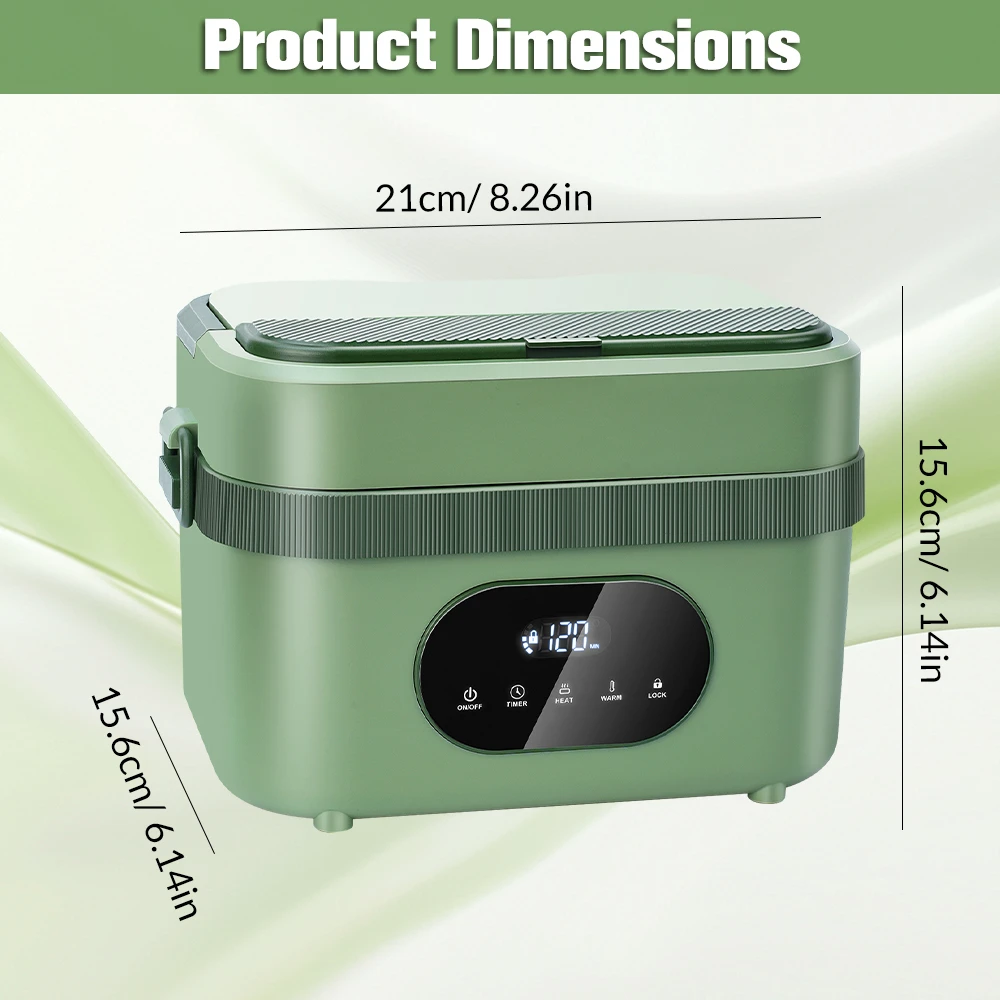 1.5L Cordless Electric Heated Lunch Box 18000mAh Rechargeable Battery 60W Food Warmer with Timer 304 Stainless Steel Container Portable Thermal Lunch Box For Work Travel Office