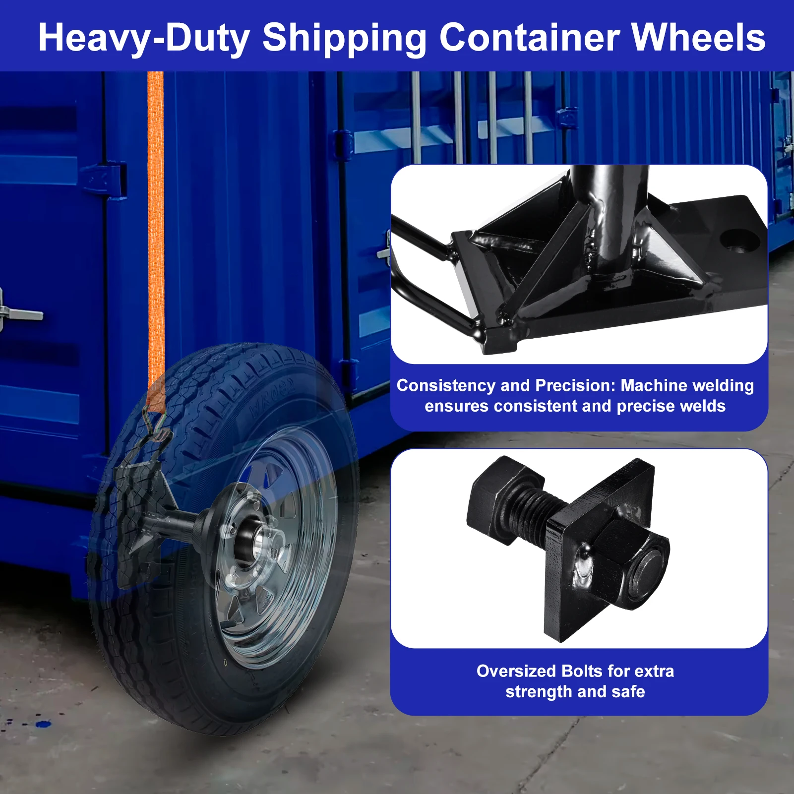 2 Pack Shipping Container Wheels Kit 5 X 5.5 Lug 8800LB Bolt On Wheels Fit for Shipping Container Hub and Spindle Kit