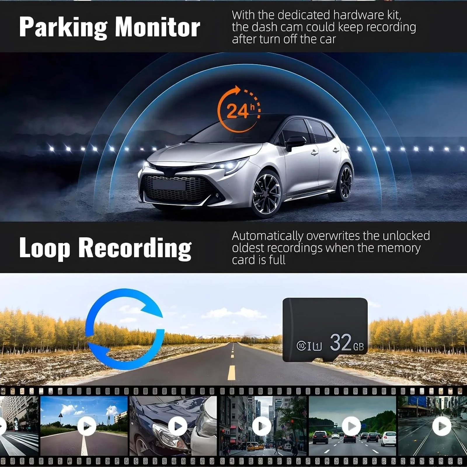 Dual Dash Cam Car Camera Front And Inside 1080P IR Night Vision Dual Lens Vehicle Recorder With G-Sensor Auto Lock 24/7 Parking Monitor Seamless Loop Recording For Rideshare Drivers Security Surveillance System Auto Accessories Dash Camera Black