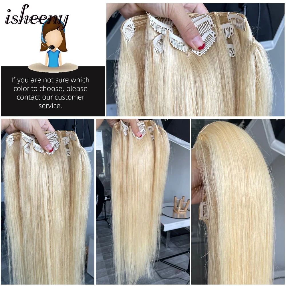 12“-24" Clip Hair Extension Human Hairpiece Nature Straight Machine Remy Hair Full Head 7pcs/set 100g-120g Hair Easy To Wear