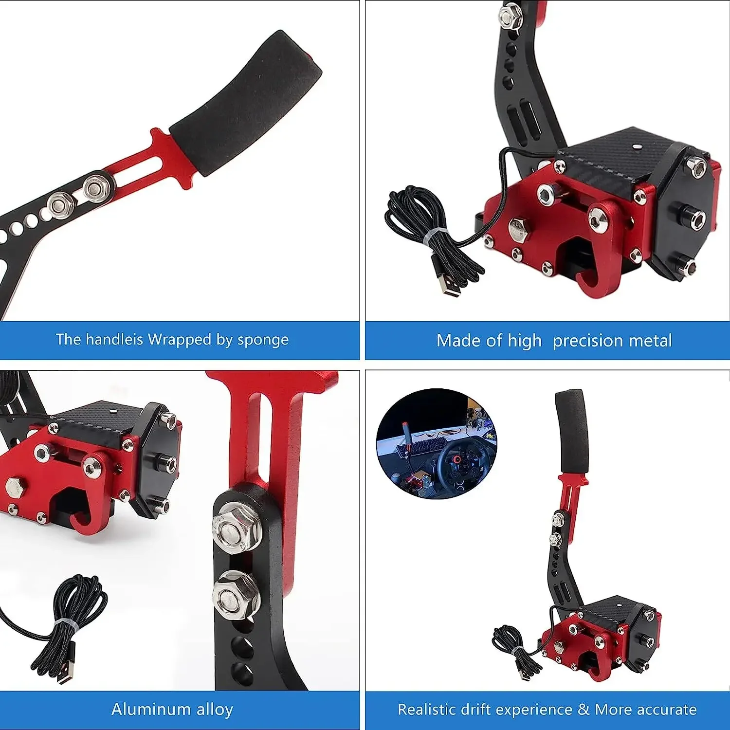 64 Bit USB PC Handbrake SIM Red Blue Black Compatible with Win System For Racing Games G25 G27 G29 T500 T300 G923 G920
