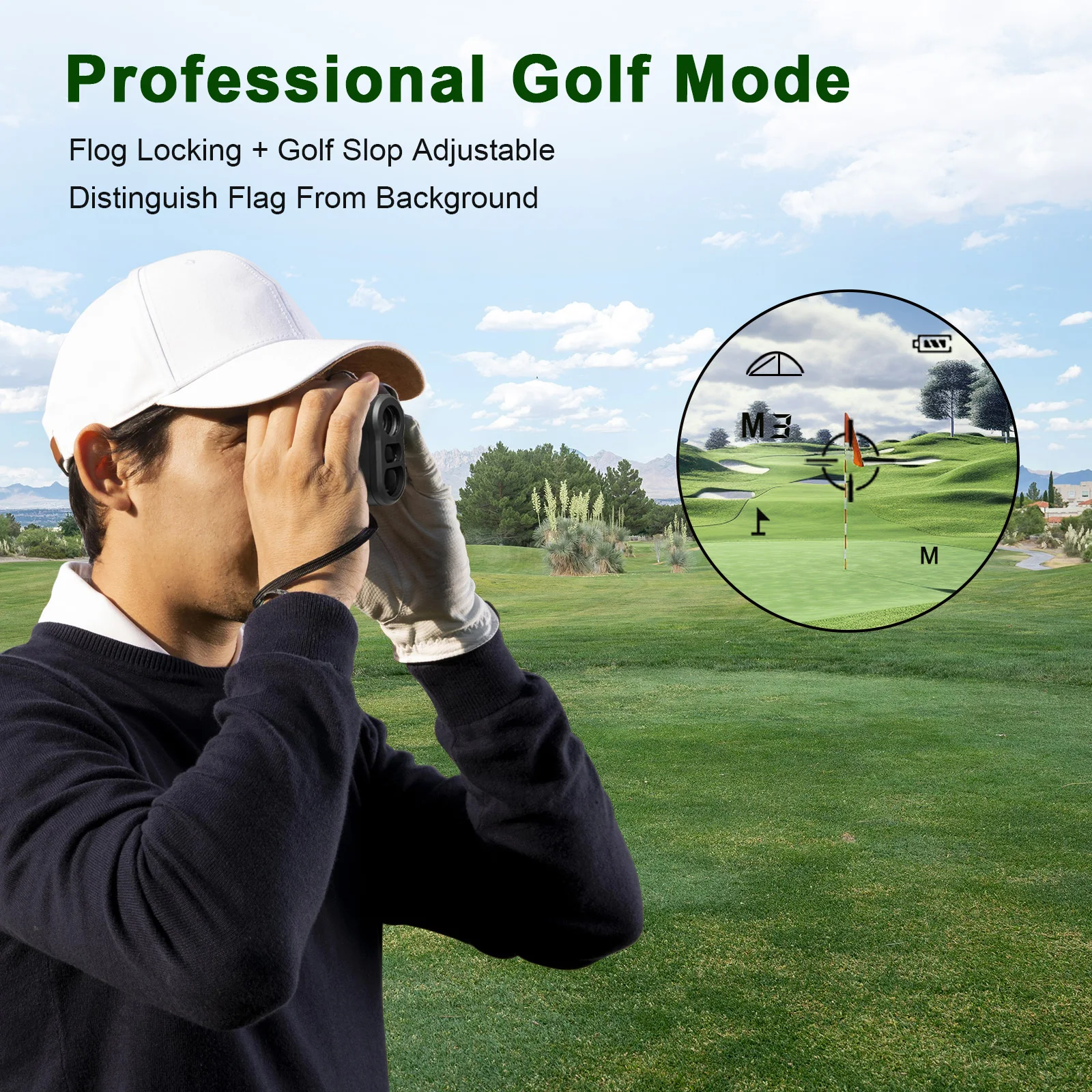 IMeter 656Y Golf Laser Range Finder with Slope Adjustment Flag Lock Vibration Angle Meter for Hunting White