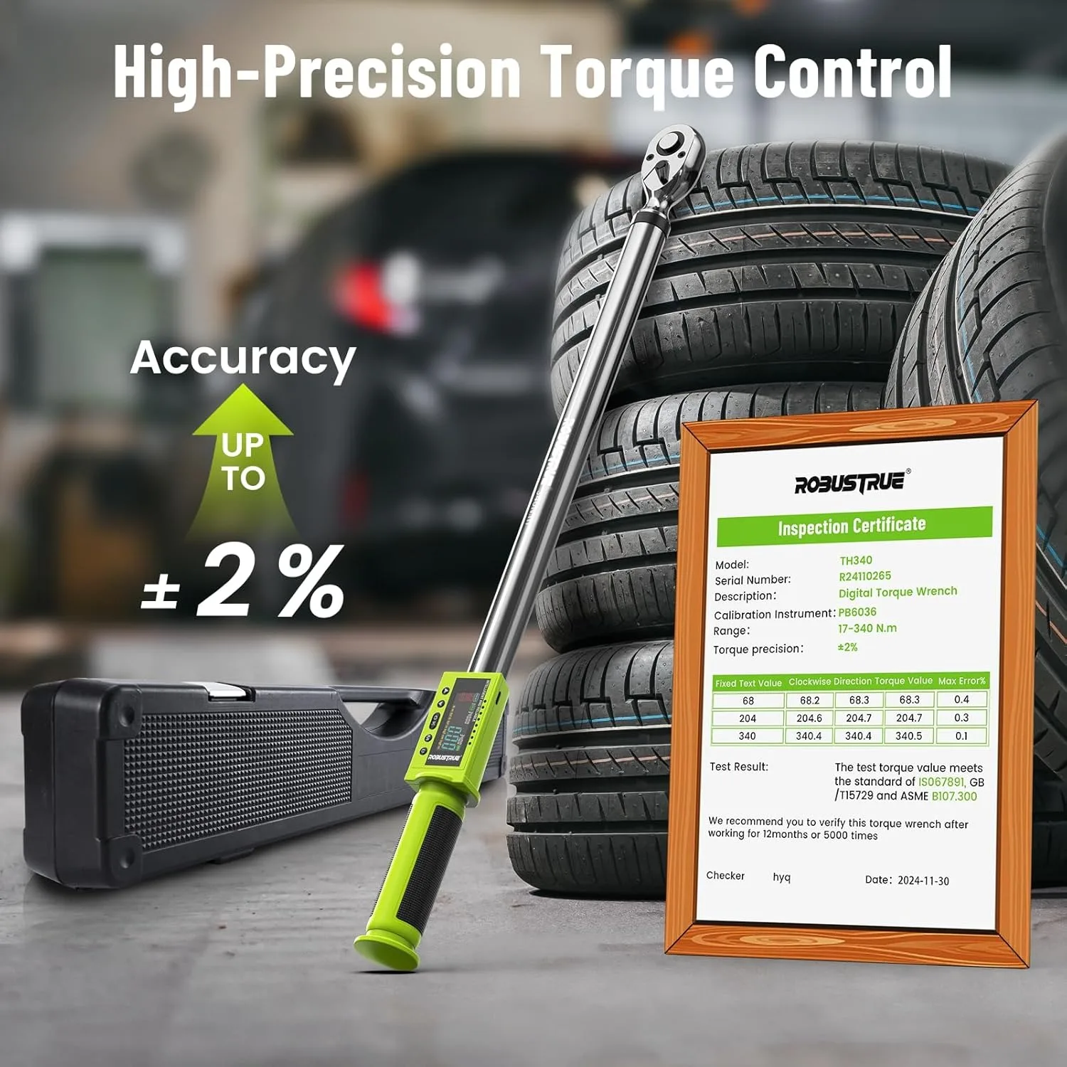 Robustrue Digital Electric Torque Wrench 340N.m Cordless Electric Wrench With Buzzer LED Flash for Bike Motorcycle Car Repair