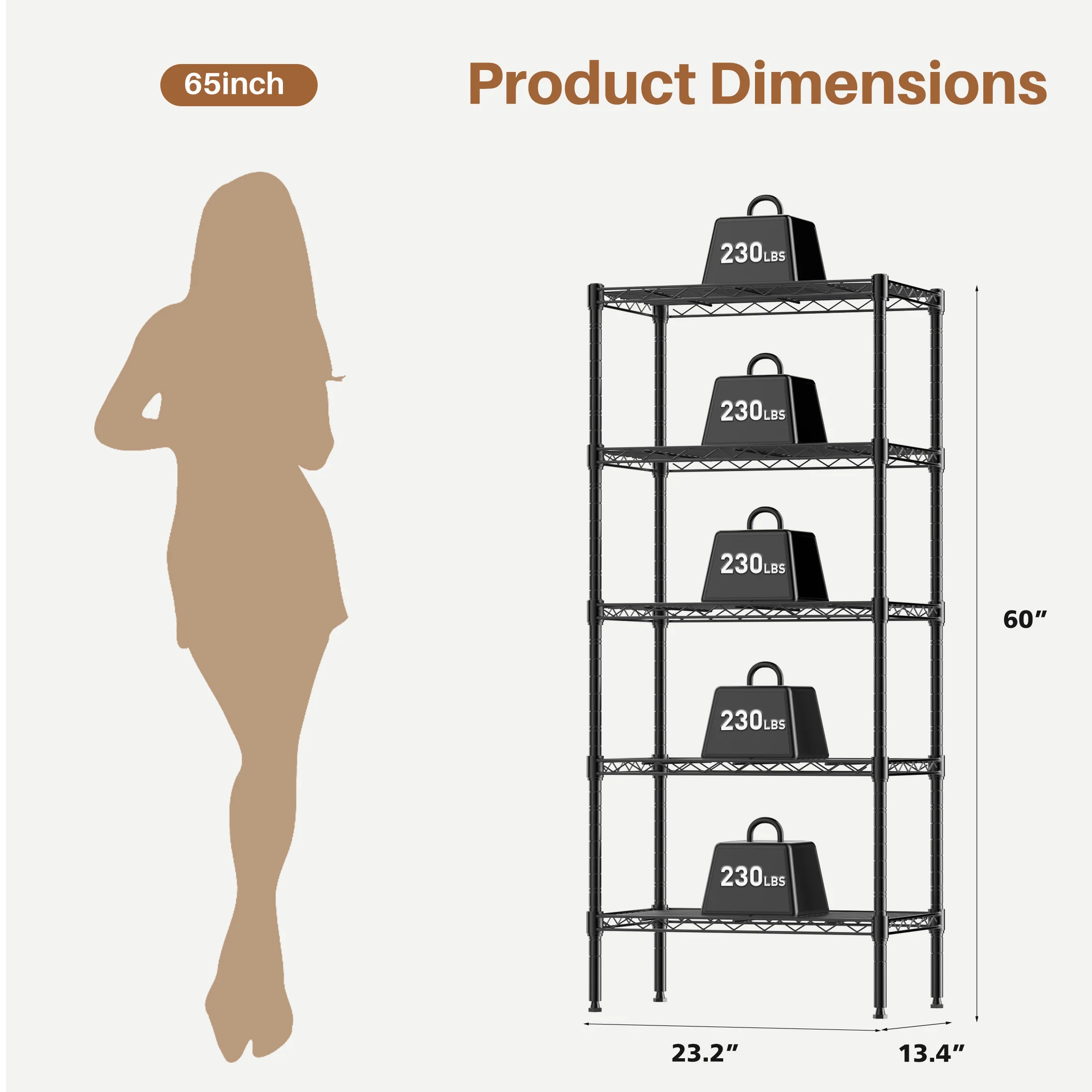MCQ 3-5 Tier Metal Storage Shelves Adjustable Standing Storage Rack Shelf Heavy Duty Steel Shelving Unit Organizers for Home