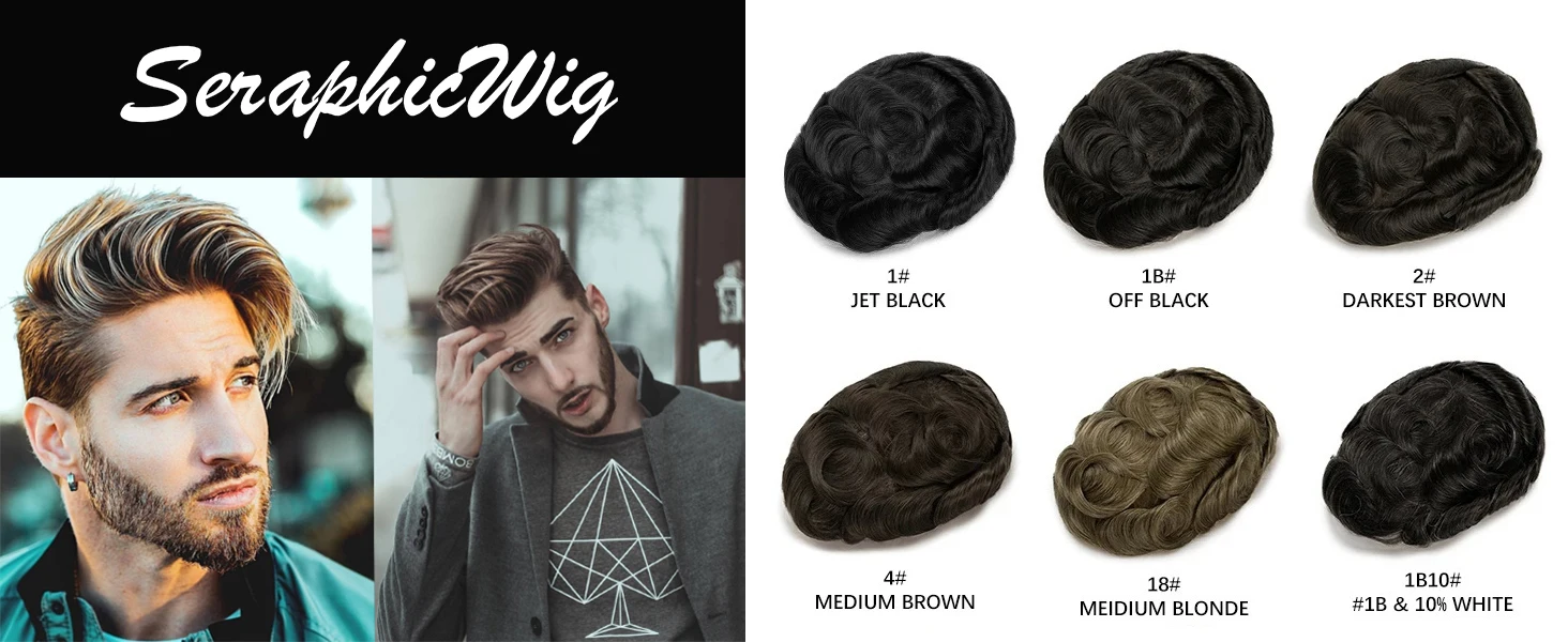 Toupee for Men with 100% European human hair 8x10 inch Hairpiece for Men 0.03mm Ultra Thin Skin Hairsystem All V-looped Mens Toupee ( #4))