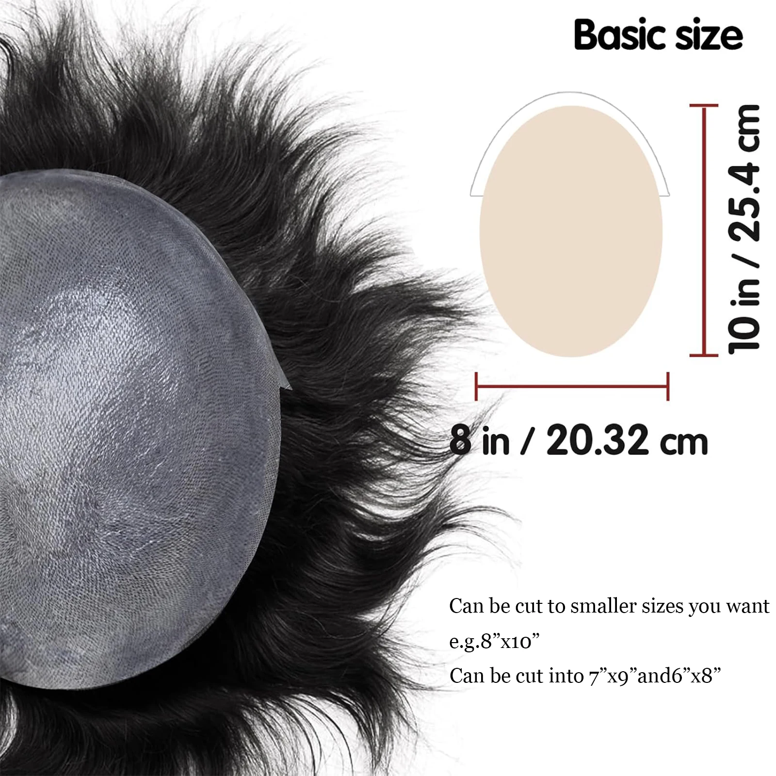 Toupee for Men with 100% European human hair 8x10 inch Hairpiece for Men 0.03mm Ultra Thin Skin Hairsystem All V-looped Mens Toupee ( #4))