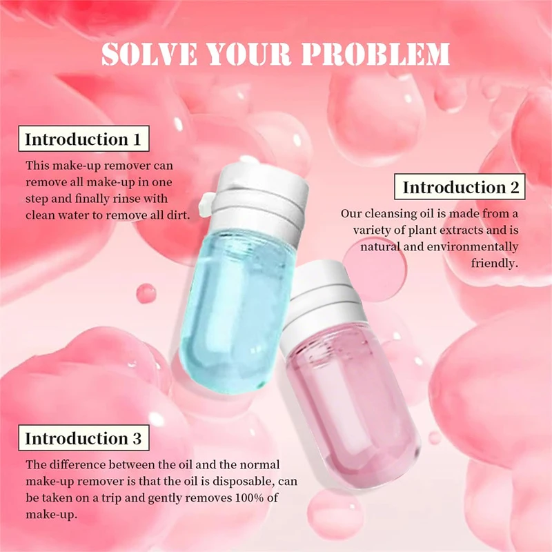 Amococo 3pcs Disposable Cleansing Oil Makeup Remover Face Cleanser with Camellia Oil Rosehip Oil Vitamin E Portable Hydrating Skincare for Travel