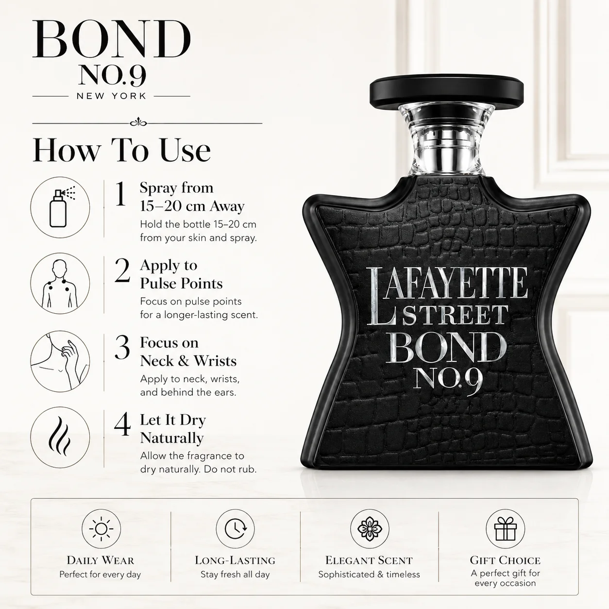 Bond No.9 Lafayette Street Eau De Parfum 100ml for Men Women Long Lasting Luxury Niche Perfume Spray Fresh Citrus Apple Vanilla Amber Woody Musk Fragrance Daily Wear Travel Gift