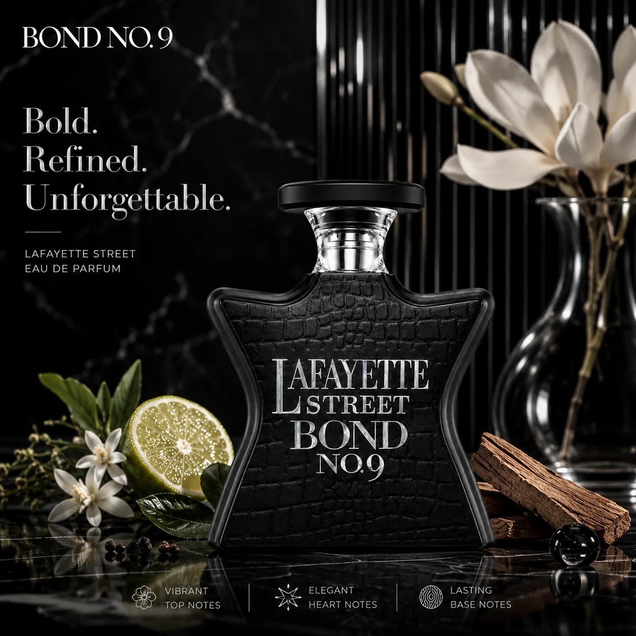 Bond No.9 Lafayette Street Eau De Parfum 100ml for Men Women Long Lasting Luxury Niche Perfume Spray Fresh Citrus Apple Vanilla Amber Woody Musk Fragrance Daily Wear Travel Gift