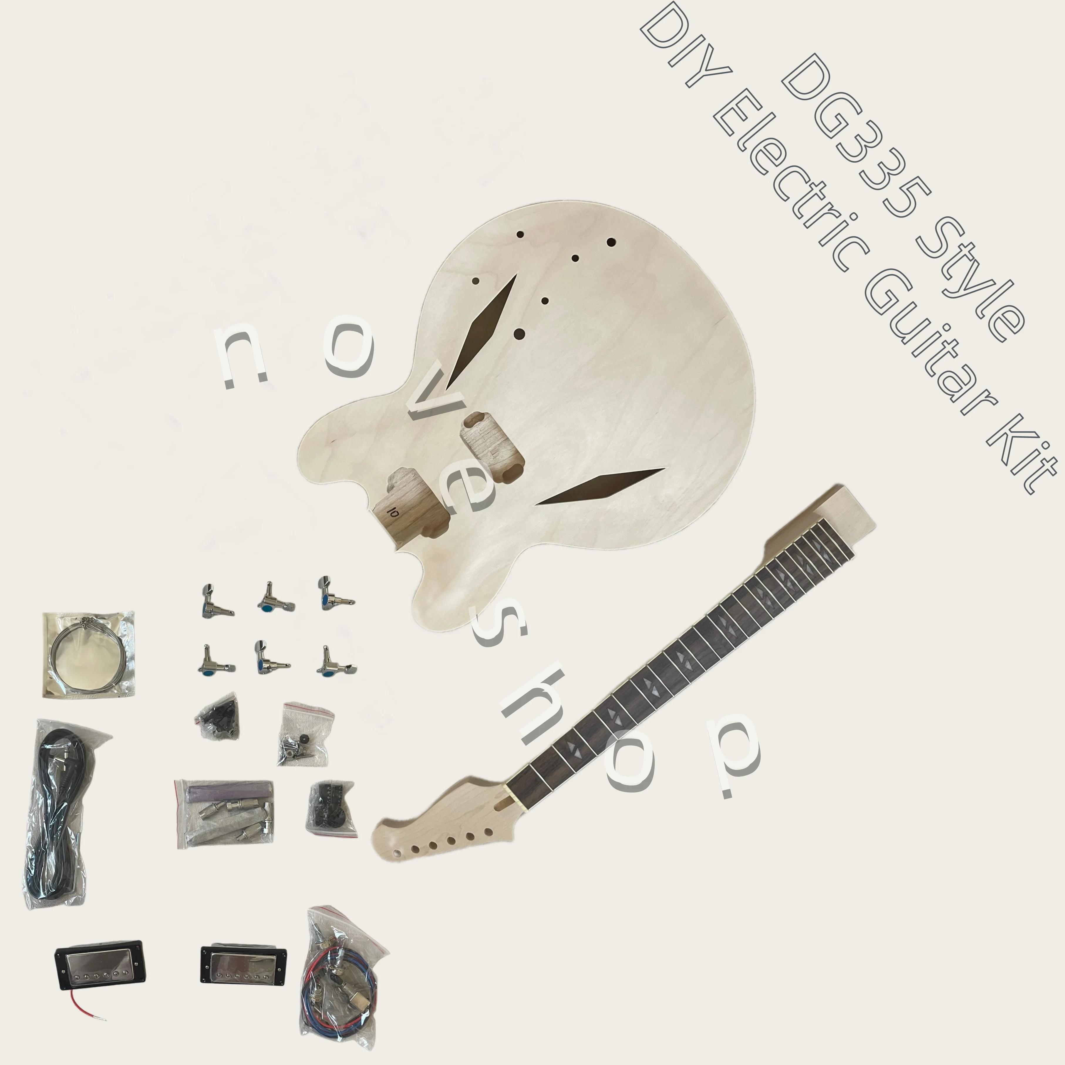 Diy Electric Guitar Kit For D Style G 335 Silver Accessories Rhombic Hole 6 String