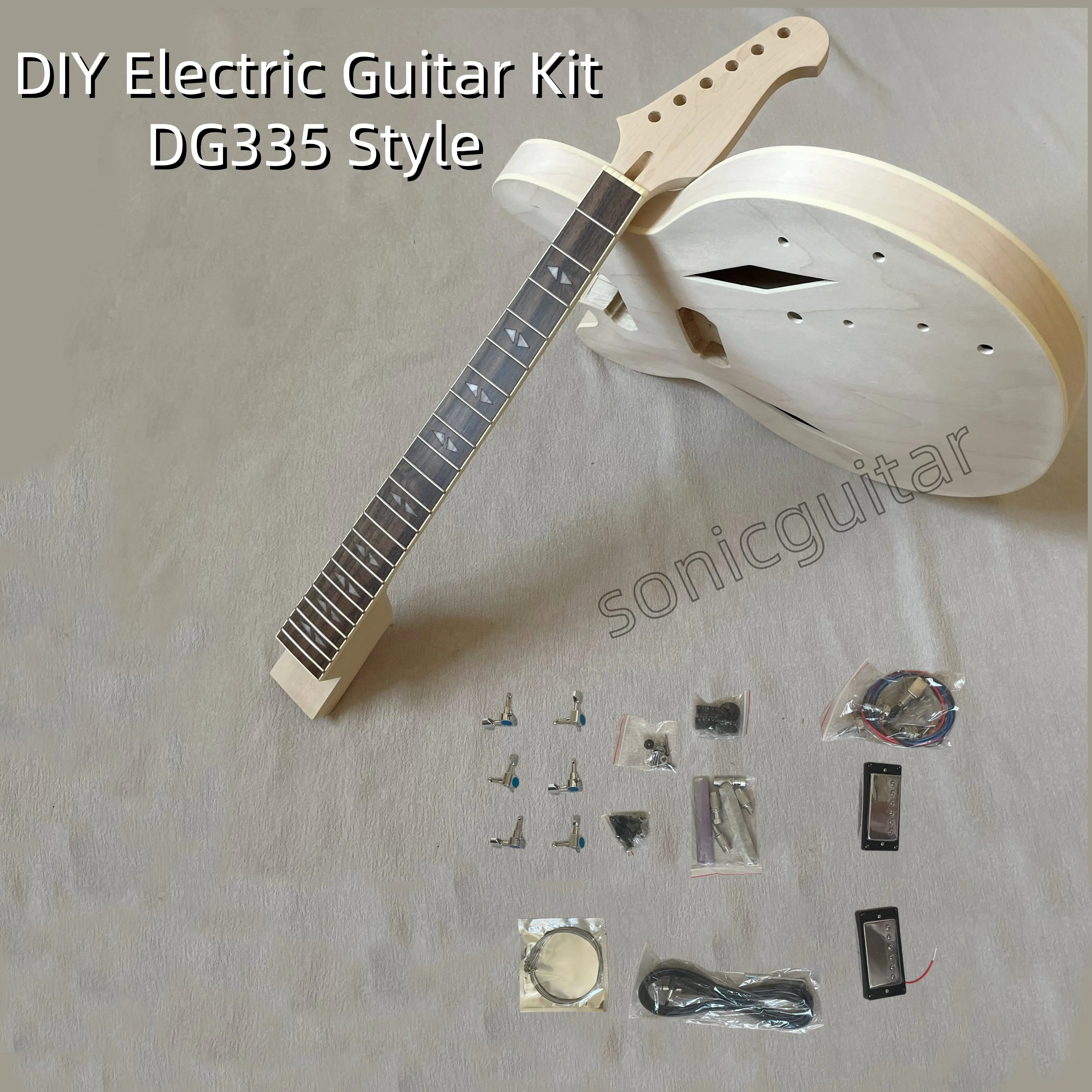 Diy Electric Guitar Kit For D Style G 335 Silver Accessories Rhombic Hole 6 String
