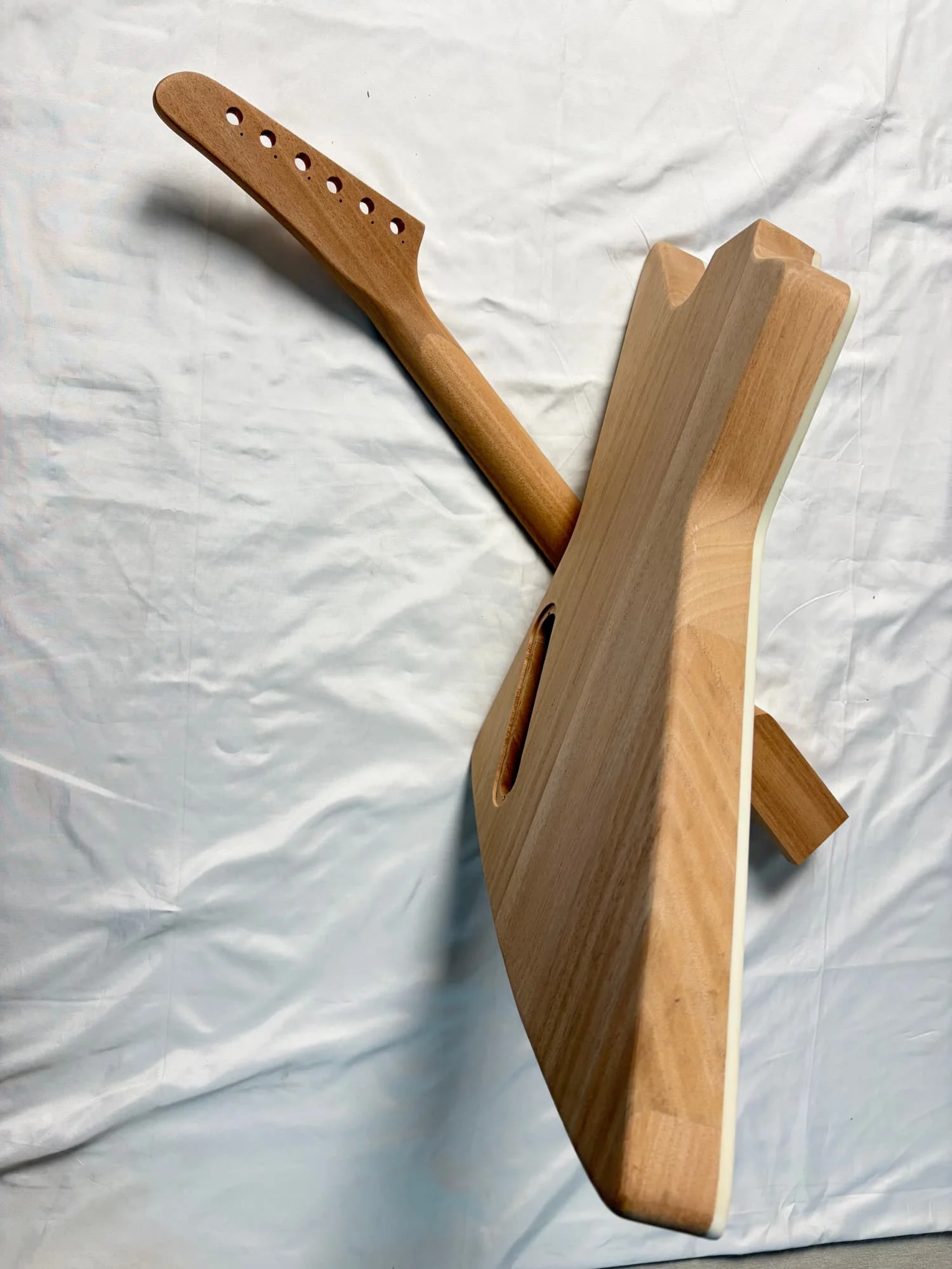 DIY Explorer Style Electric Guitar Kits 22Fret Mahogany Body HH Pickups Wrapped With Color Shells