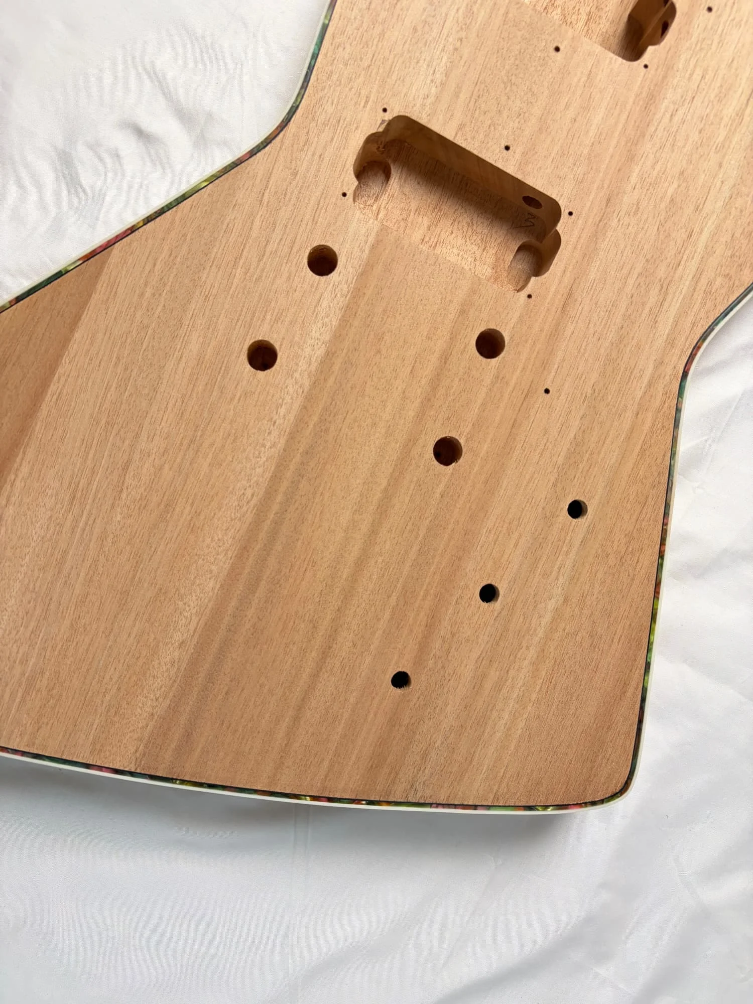 DIY Explorer Style Electric Guitar Kits 22Fret Mahogany Body HH Pickups Wrapped With Color Shells