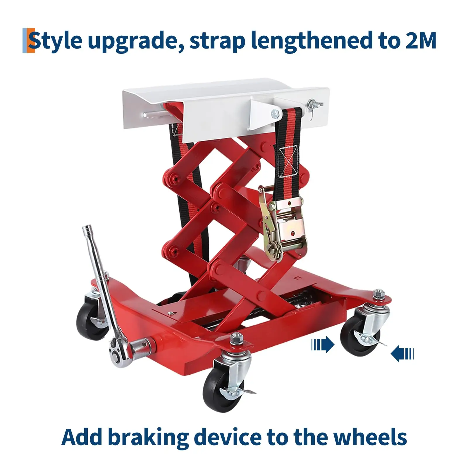 450LB Transmission Jack Low Profile 7-23in Lift Hydraulic Trans Jack With 2M Safety Straps 4 Brake Casters For Car Truck Repair