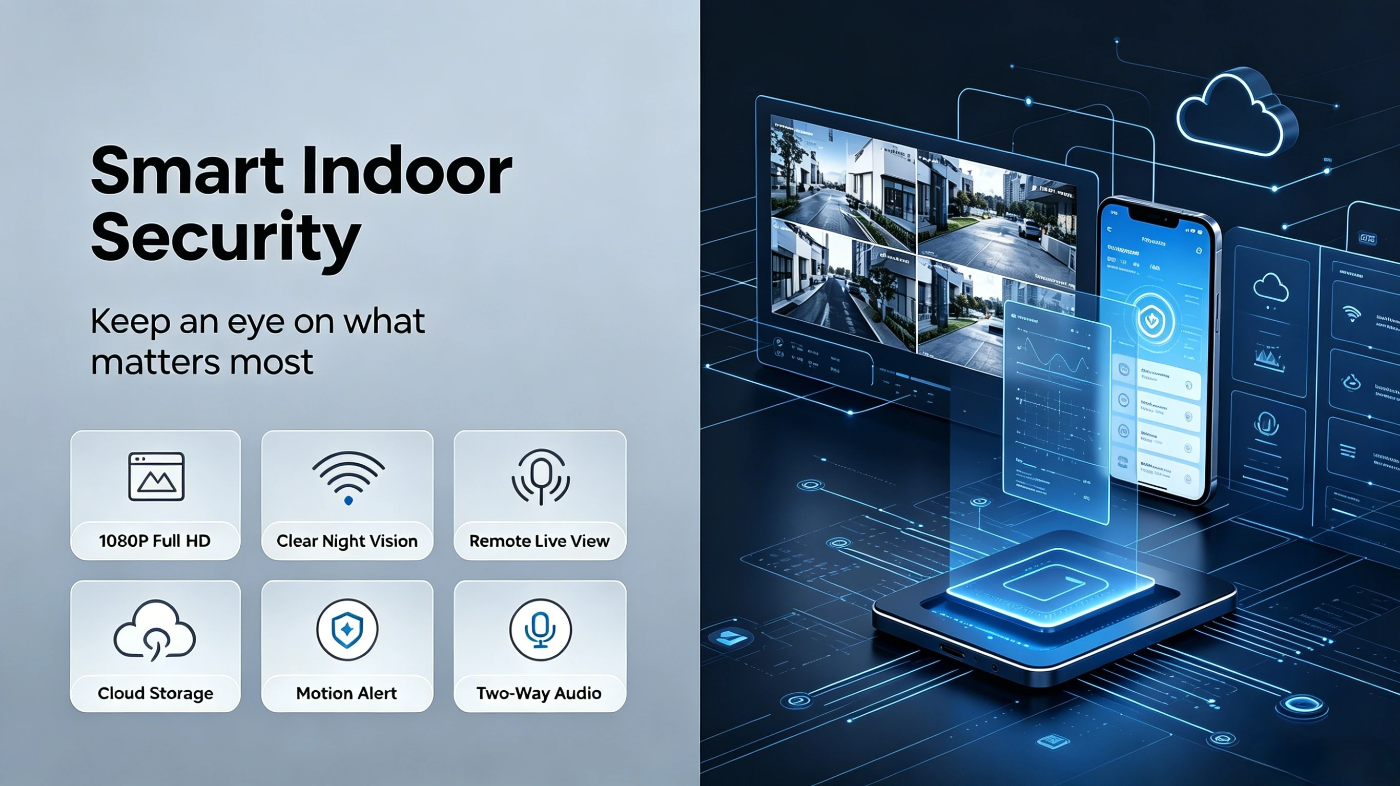 Ultra HD mini Camera, Wireless Home Monitor, Plug-Free WiFi mini Cam for Remote Phone Viewing in Cars and for Pets, Portable 360° Panoramic Security Camera with Motion Detection and Night Vision for Indoor and Outdoor Use at Homes and Offices