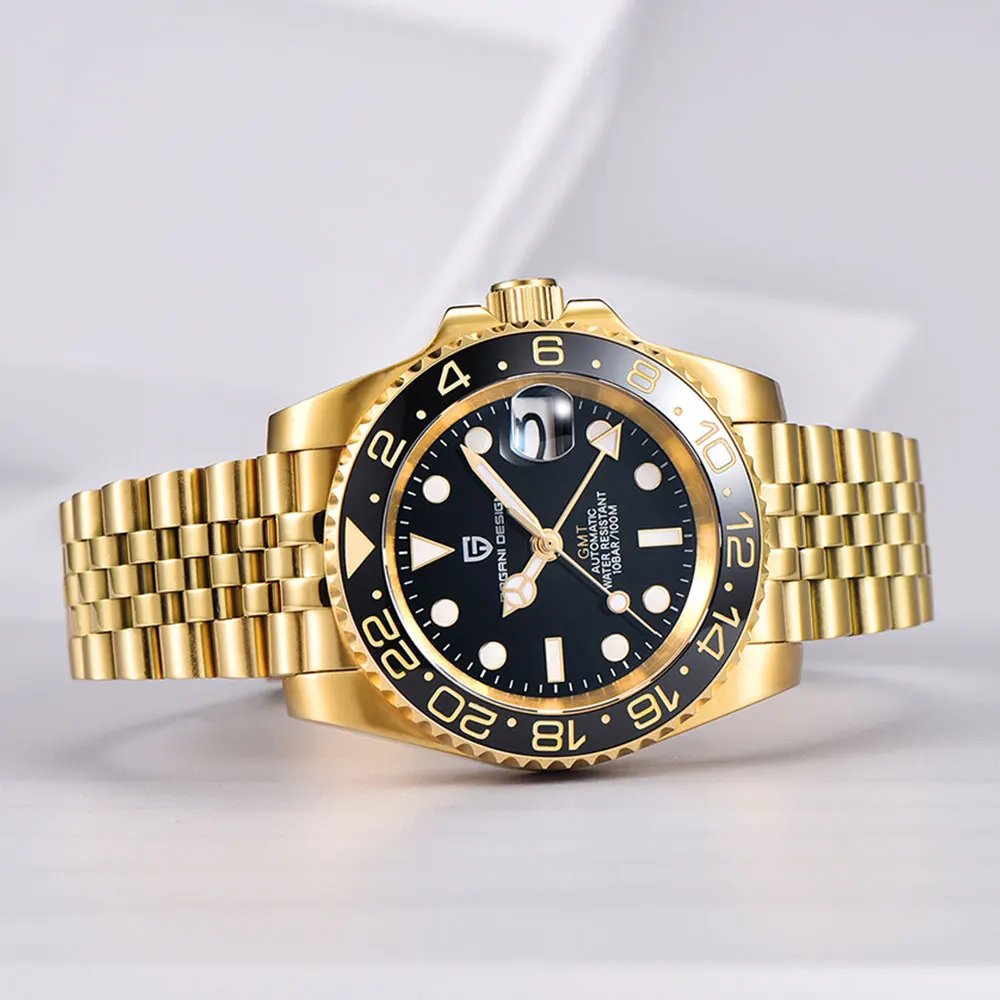 PAGANI DESIGN New 1662 Men Watch GMT Mechanical Wristwatch 40mm Automatic Watch for Men's Stainless Steel Waterproof Watches Man