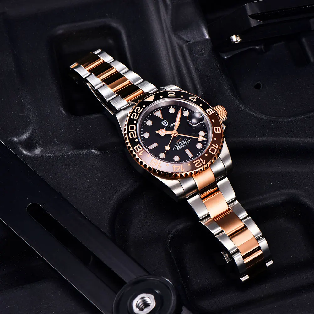 PAGANI DESIGN New 1662 Men Watch GMT Mechanical Wristwatch 40mm Automatic Watch for Men's Stainless Steel Waterproof Watches Man