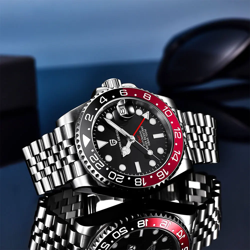 PAGANI DESIGN New 1662 Men Watch GMT Mechanical Wristwatch 40mm Automatic Watch for Men's Stainless Steel Waterproof Watches Man