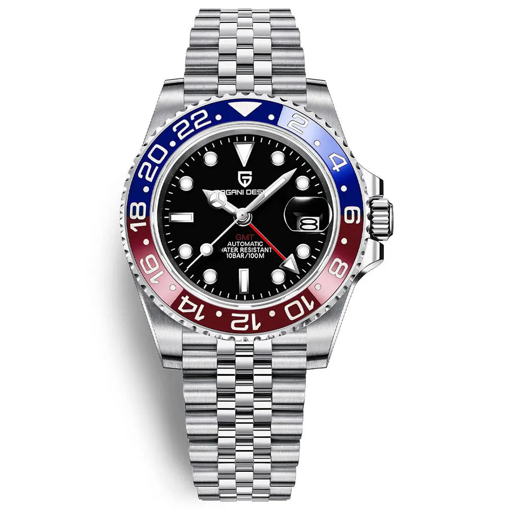 PAGANI DESIGN New 1662 Men Watch GMT Mechanical Wristwatch 40mm Automatic Watch for Men's Stainless Steel Waterproof Watches Man