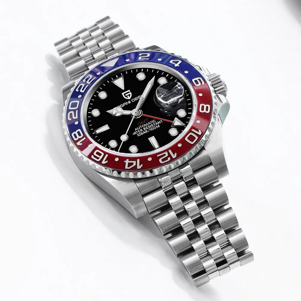PAGANI DESIGN New 1662 Men Watch GMT Mechanical Wristwatch 40mm Automatic Watch for Men's Stainless Steel Waterproof Watches Man