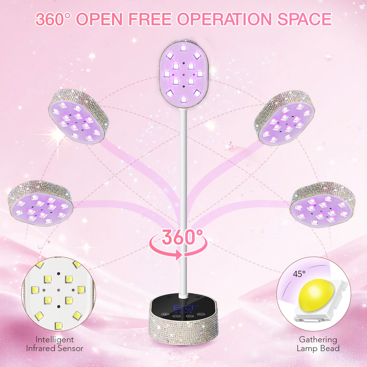 12 LEDS Nail Lamp Rechargeable 36W Nail Dryer with 3 Timer Settings Professional UV Light with LCD Touch Screen