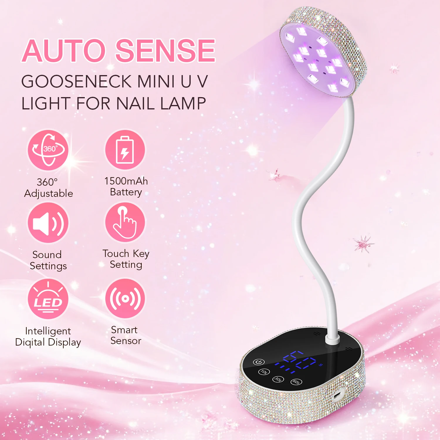 12 LEDS Nail Lamp Rechargeable 36W Nail Dryer with 3 Timer Settings Professional UV Light with LCD Touch Screen