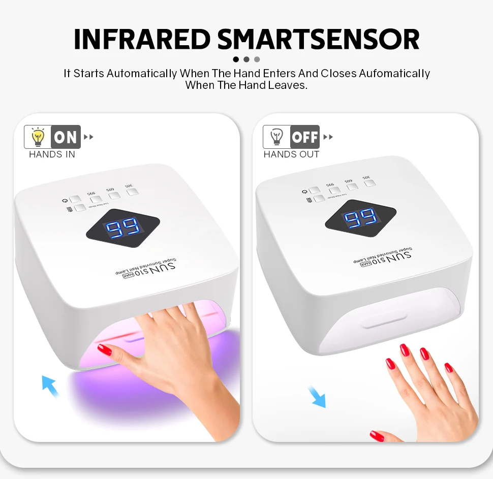 30LEDS Rechargable UV LED Nail Lamp Dryer With HD Display Smart Nail Drying Lamp for Fast Dry Curing All Gel Nail Polish Manicure Tools